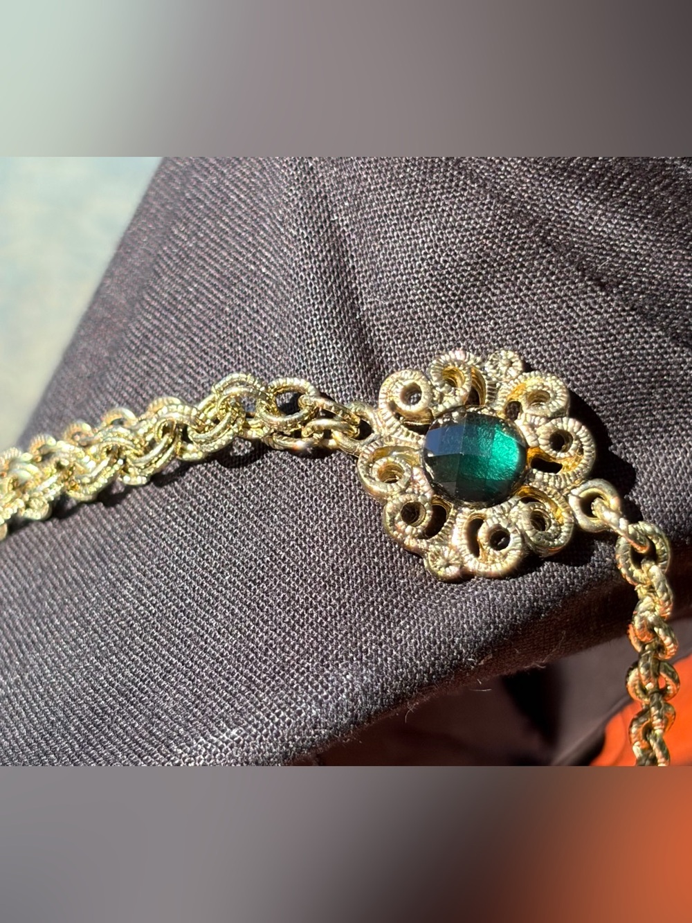 Vintage 1928 Jewelry Co Double Strand Blue Glass Bead Layered Necklace Gold Tone - Picture 5 of 9